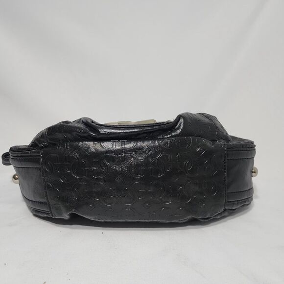 Guess Y2K Black Vegan Leather GGG Logo Embossed Mini Shoulder Hobo Bag Purse VTG - Picture 12 of 16